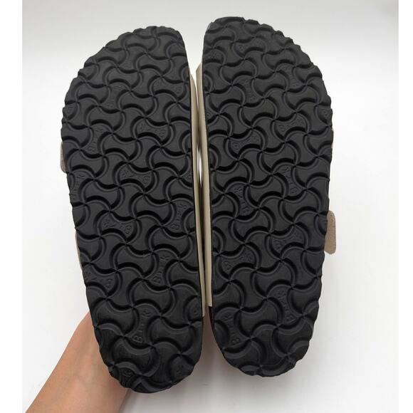 Birkenstock Arizona Big Buckle Leather Sandals High Shine Ecru Sz US W9/M7 EU40 - Picture 8 of 12